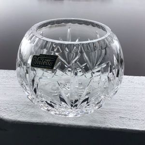 Vintage Violetta Handcut 24% Lead Crystal Vase Tea Light Holder Made in Poland